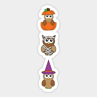 Fall Owls, Halloween Owls, Witch, Mummy, & Pumpkin Sticker